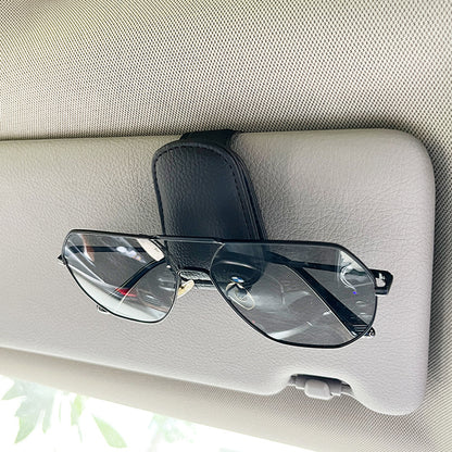 Universal Car Sun Visor Sunglasses Holder PU Leather Magnetic Clip For Glasses Cards  Pens Auto Acc 7