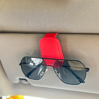 Universal Car Sun Visor Sunglasses Holder PU Leather Magnetic Clip For Glasses Cards  Pens Auto Acc 8