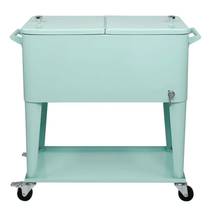 Portable Outdoor Quart Rolling Patio Steel Party Cooler Cart With Ice Chest And Wheels Cold  Warm R 6