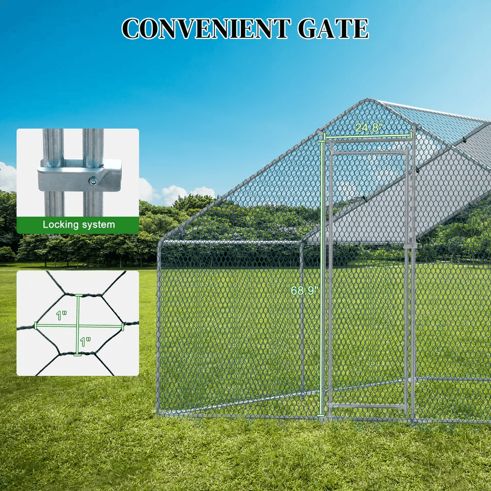 Large Metal Chicken Coop Walkin Poultry Cage Hen Run House With Waterproof Roof 3