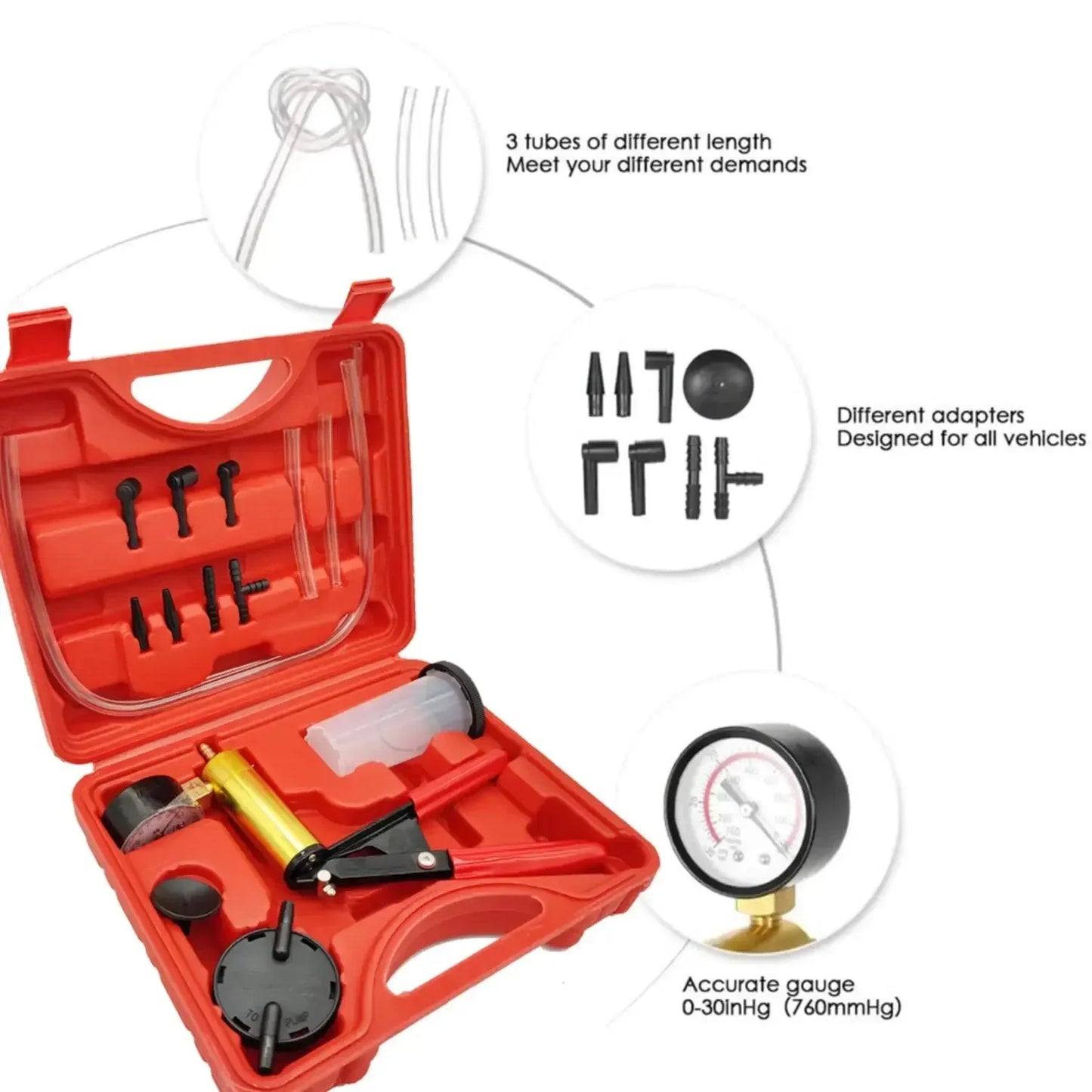 Quality Brake Fluid Vacuum Pump Kit Portable Pistol Pump Tester for Auto Repair  Diagnostics