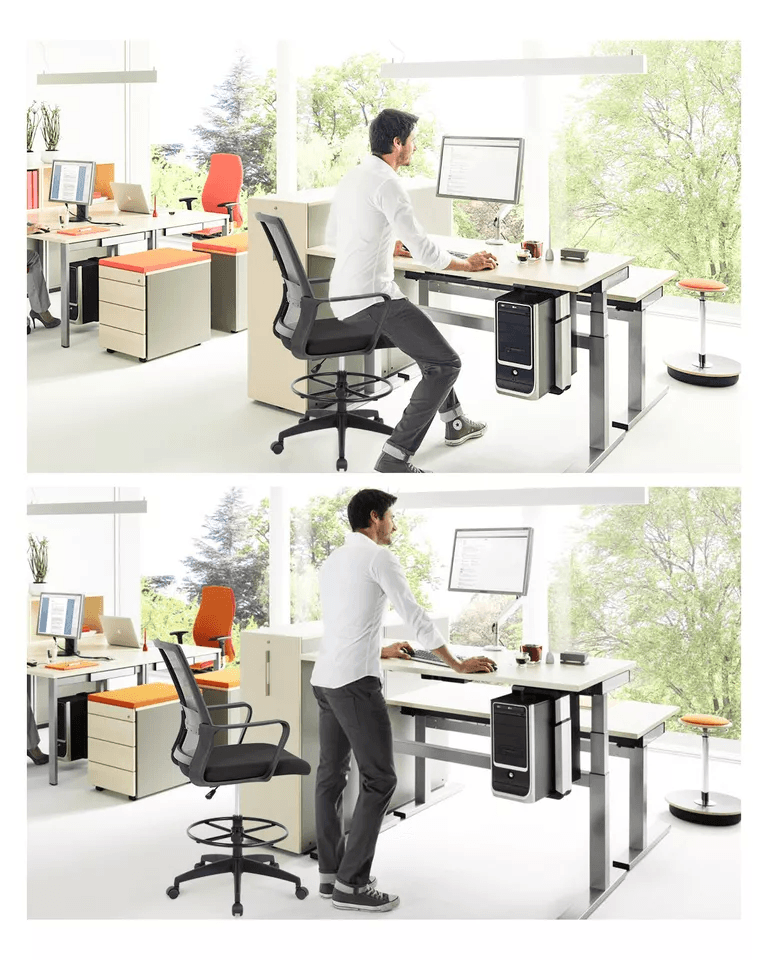Drafting Chair Tall Office Chair Adjustable Height Ergonomic Mesh Stool With Arms And Foot Ring For 5