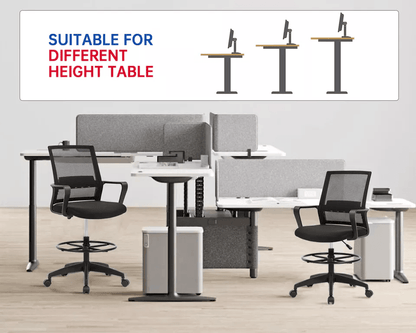 Drafting Chair Tall Office Chair Adjustable Height Ergonomic Mesh Stool With Arms And Foot Ring For 1
