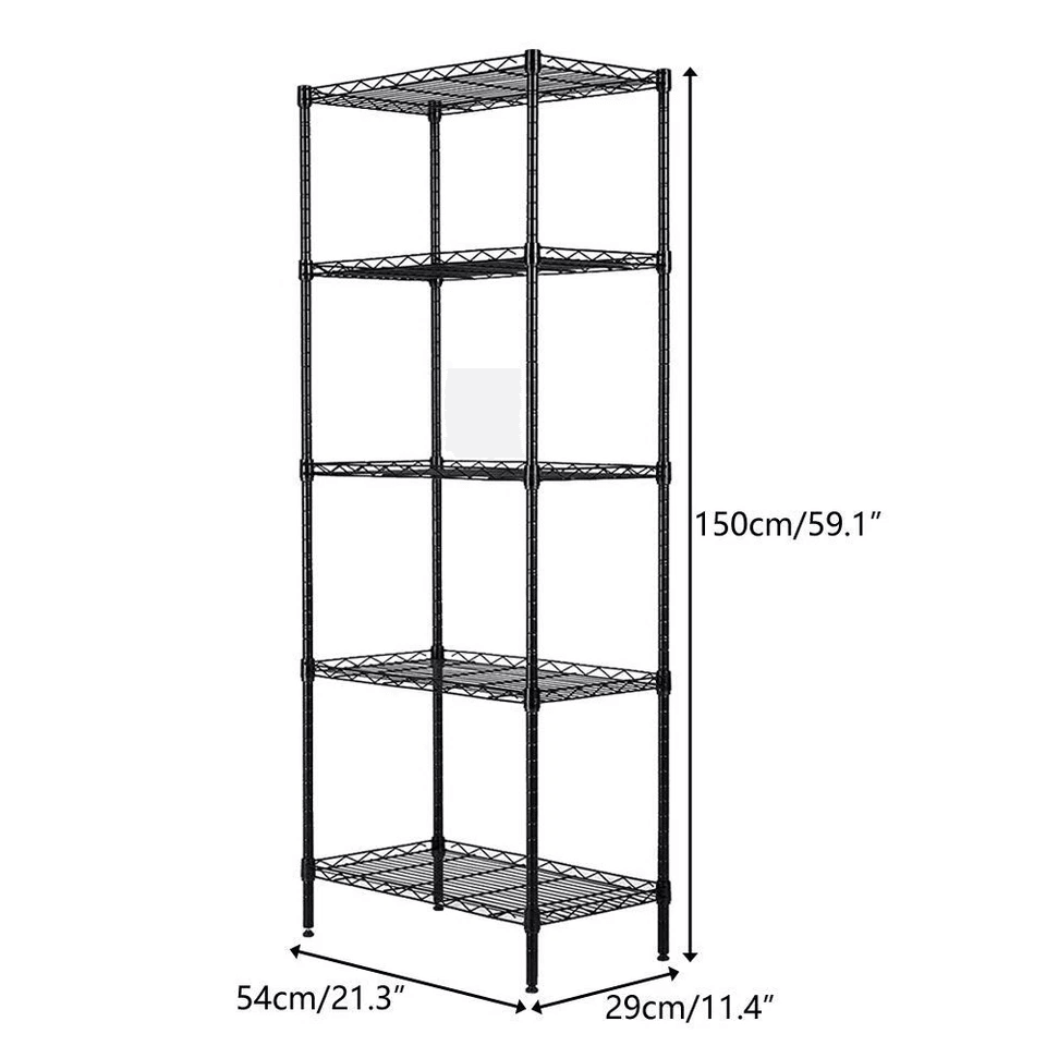 5 Tier Adjustable Wire Shelving Rack  HeavyDuty Commercial Storage Unit 3
