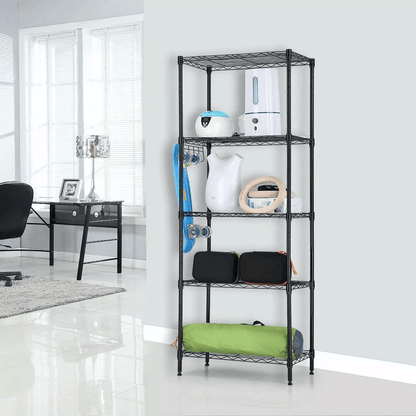 5 Tier Adjustable Wire Shelving Rack , Heavy-Duty Commercial Storage Unit