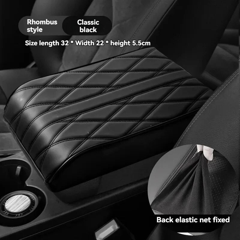 Wave Embroider PU Leather Car Armrest Cover  Premium Center Console Protector  Cushion 6