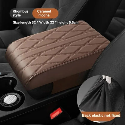 Wave Embroider PU Leather Car Armrest Cover  Premium Center Console Protector  Cushion 3