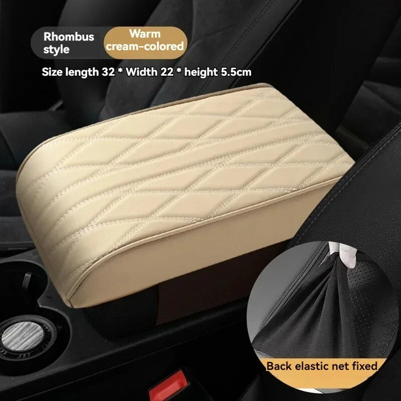 Wave Embroider PU Leather Car Armrest Cover  Premium Center Console Protector  Cushion 7