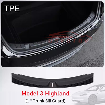 Tesla Model 3 Highland 20242025 Trunk Mats Sill Guard TPE Cargo AntiScratch Protector Accessories 6