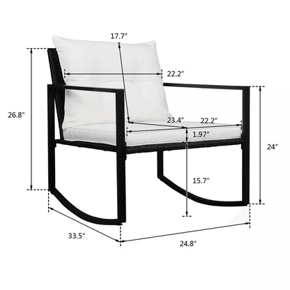Outdoor Wicker Rocking Chair Set Rattan Patio Furniture Table With Cushions WeatherResistant Garden 11