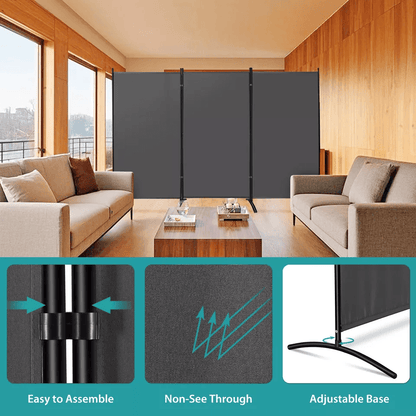 3 Panel Folding Room Divider Privacy Screen Portable Wall Partition For Home  Office 3