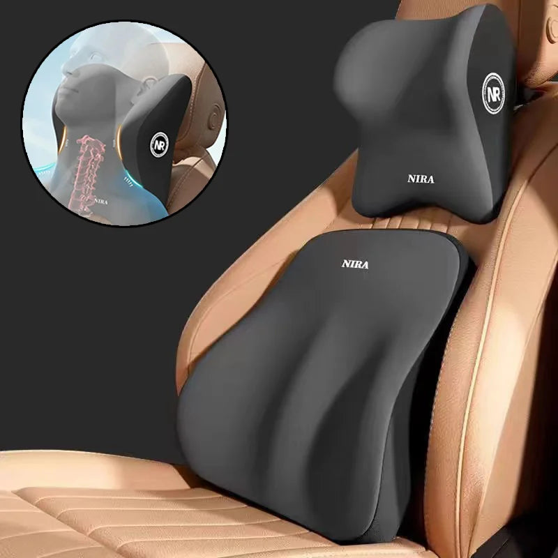 Car Lumbar Support Pillow Memory Foam Headrest  Back Cushion for Ultimate Driving Comfort