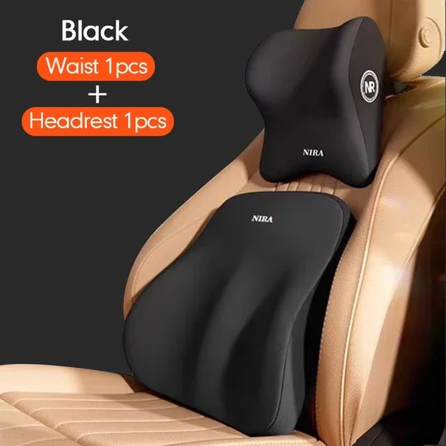 Car Lumbar Support Pillow Memory Foam Headrest  Back Cushion for Ultimate Driving Comfort