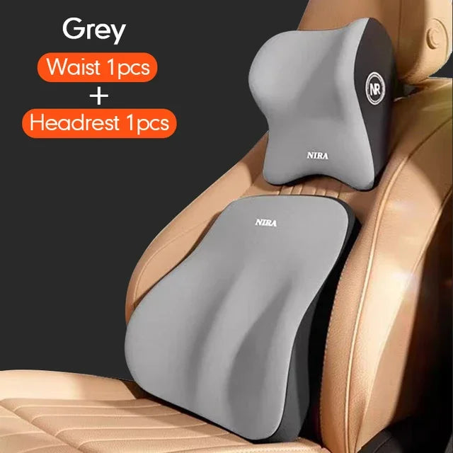 Car Lumbar Support Pillow Memory Foam Headrest  Back Cushion for Ultimate Driving Comfort