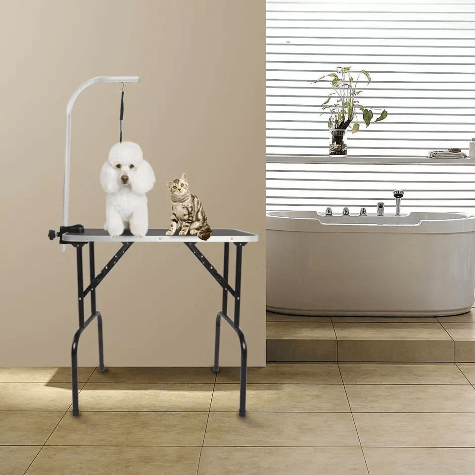 Large Pet Grooming Table Folding Dog Cat Table With Arm Noose  Mesh Tray Portable Black Grooming St 5