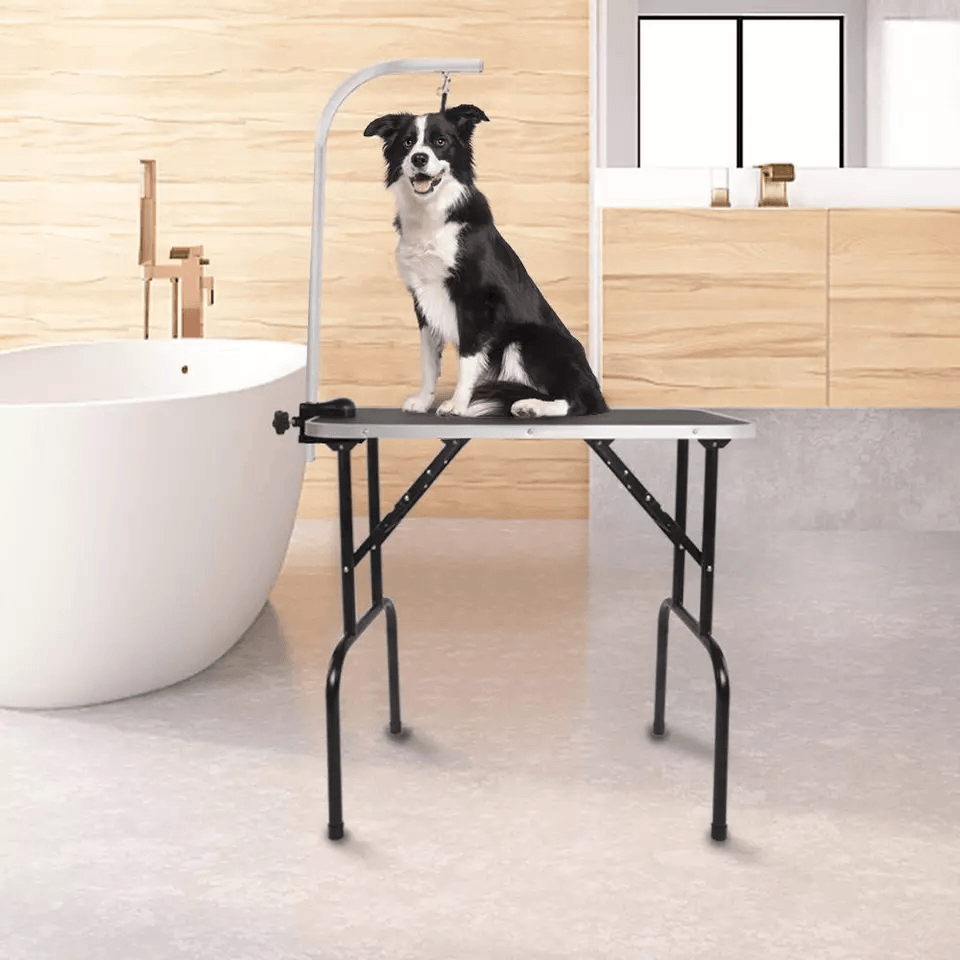Large Pet Grooming Table Folding Dog Cat Table With Arm Noose  Mesh Tray Portable Black Grooming St 2