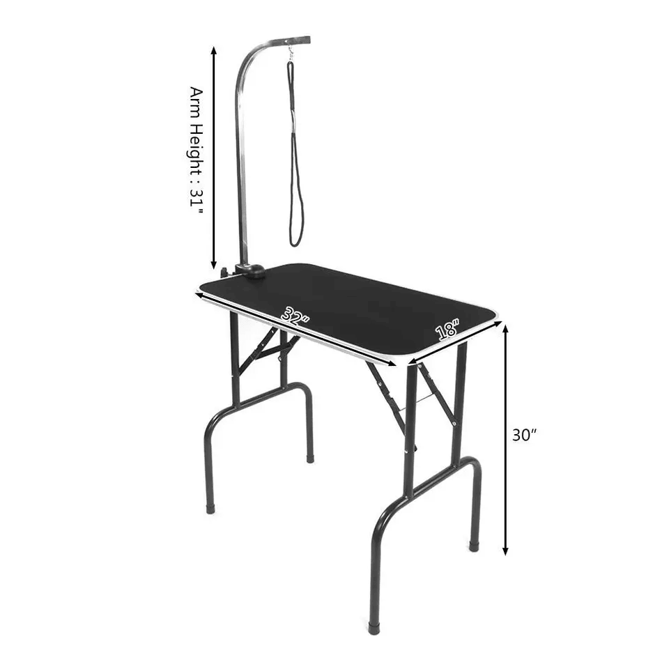Large Pet Grooming Table Folding Dog Cat Table With Arm Noose  Mesh Tray Portable Black Grooming St 10