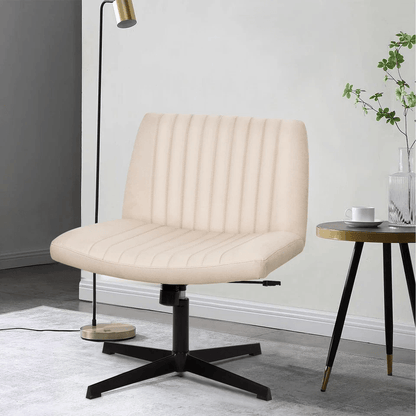 Criss Cross Armless Office Chair  No Wheels Modern Swivel Height Adjustable Wide Seat For CrossLegg 4