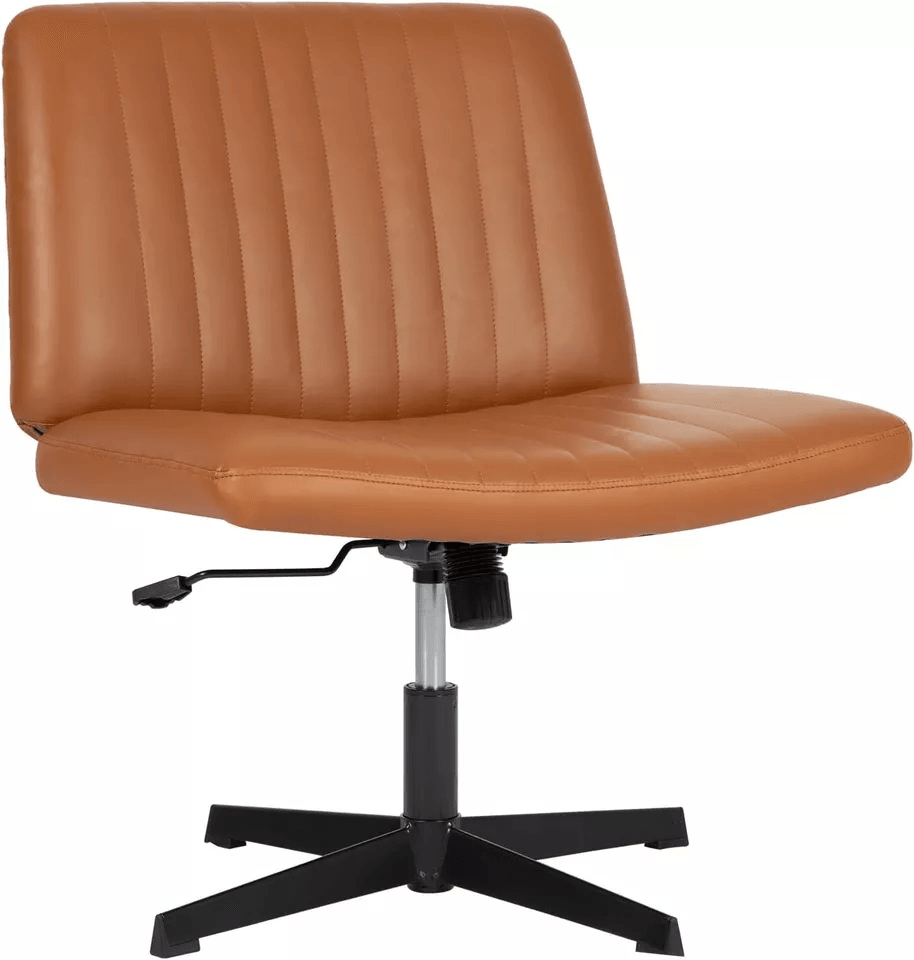 Criss Cross Armless Office Chair  No Wheels Modern Swivel Height Adjustable Wide Seat For CrossLegg 6