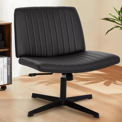 Criss Cross Armless Office Chair  No Wheels Modern Swivel Height Adjustable Wide Seat For CrossLegg 10