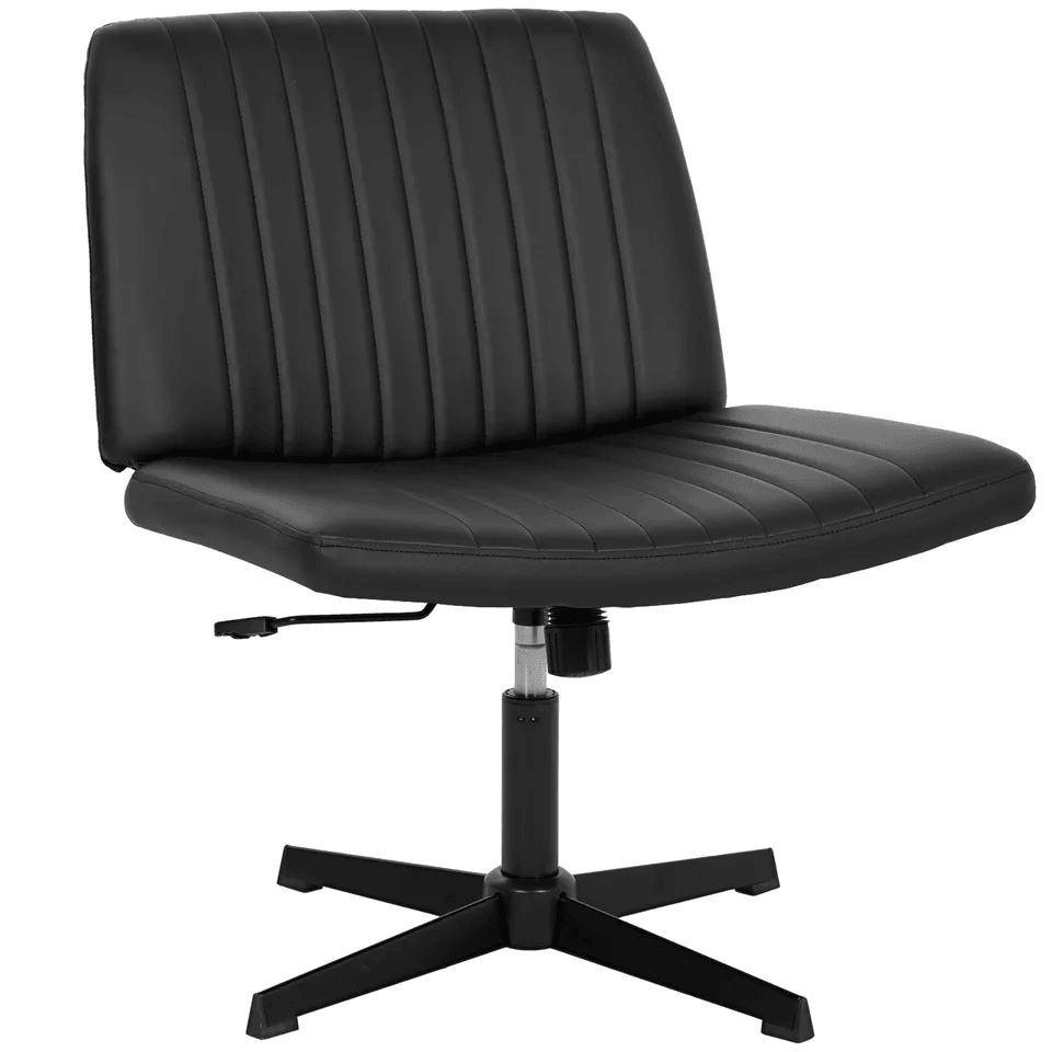 Criss Cross Armless Office Chair  No Wheels Modern Swivel Height Adjustable Wide Seat For CrossLegg 11