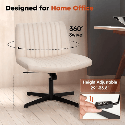 Criss Cross Armless Office Chair  No Wheels Modern Swivel Height Adjustable Wide Seat For CrossLegg 1