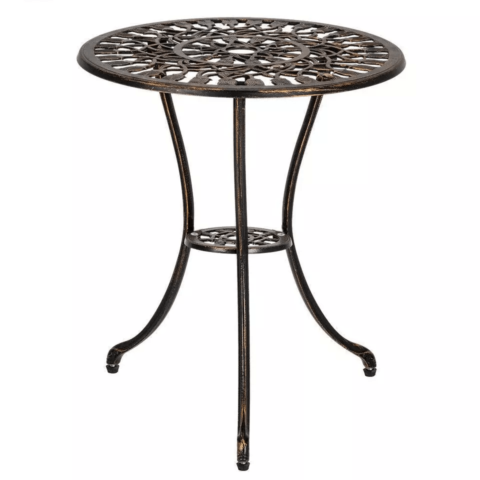 3 Piece Outdoor Garden Bistro Set Bronze Iron Table  Chairs 1