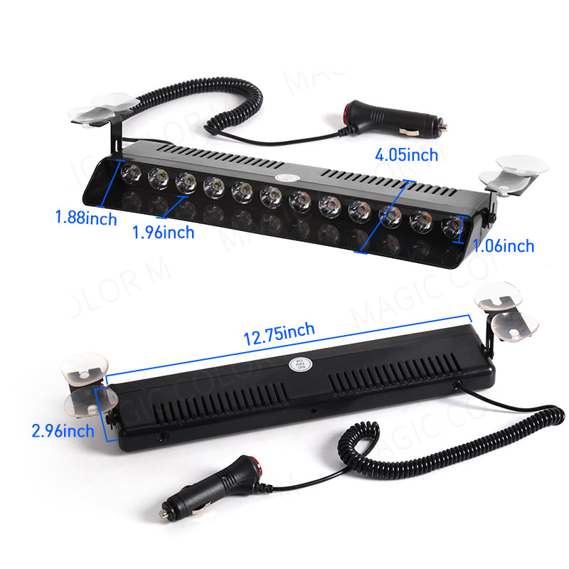 12 LED Car Strobe Light Emergency Warning Beacon For Windshield Trailer Waterproof Flash Signal For 1