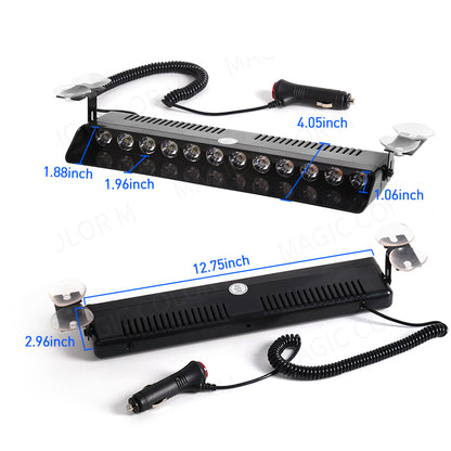 12 LED Car Strobe Light Emergency Warning Beacon For Windshield Trailer Waterproof Flash Signal For 1