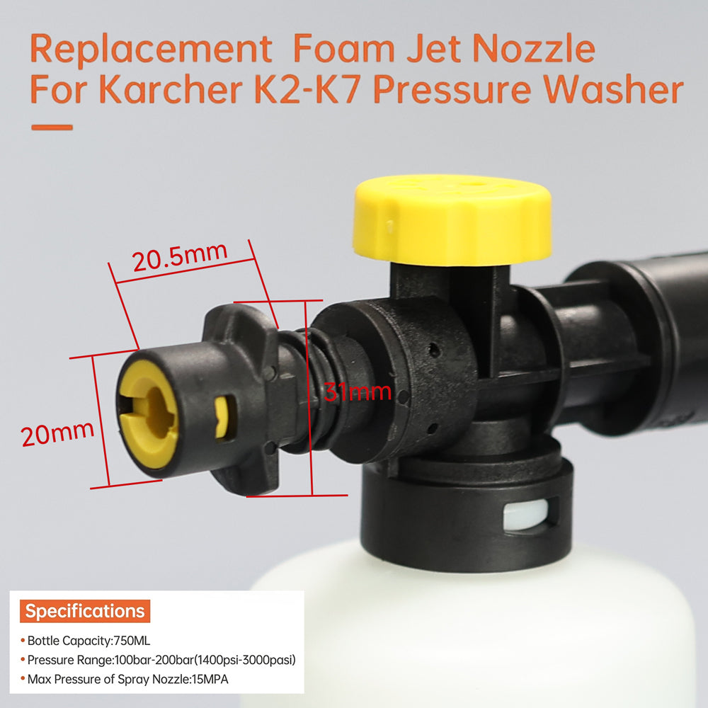 Karcher Foam Lance Kit Adjustable Snow Cannon Nozzle for Pressure Washer Perfect for Car Wash  De