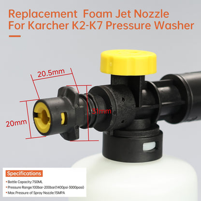 Karcher Foam Lance Kit Adjustable Snow Cannon Nozzle for Pressure Washer Perfect for Car Wash  De