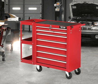 Heavy Duty Drawer Rolling Tool Chest Tool Box With Lock  Key And Side Shelves Drawer Steel Tool Cab 1