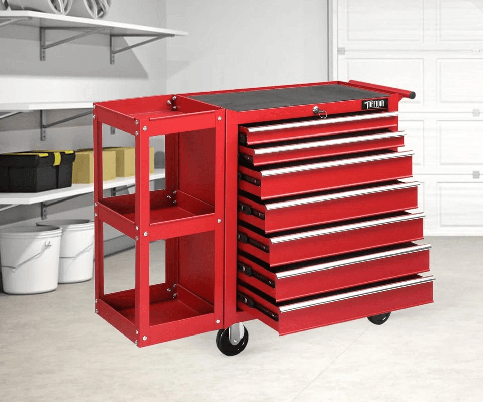 Heavy Duty Drawer Rolling Tool Chest Tool Box With Lock  Key And Side Shelves Drawer Steel Tool Cab 6