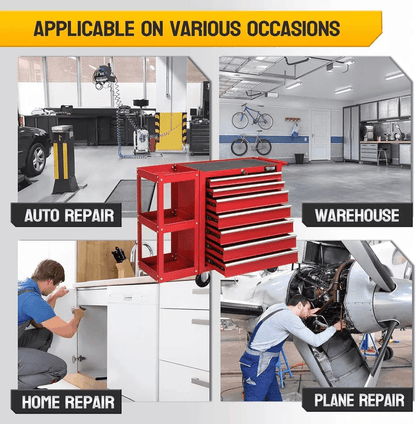 Heavy Duty Drawer Rolling Tool Chest Tool Box With Lock  Key And Side Shelves Drawer Steel Tool Cab 5