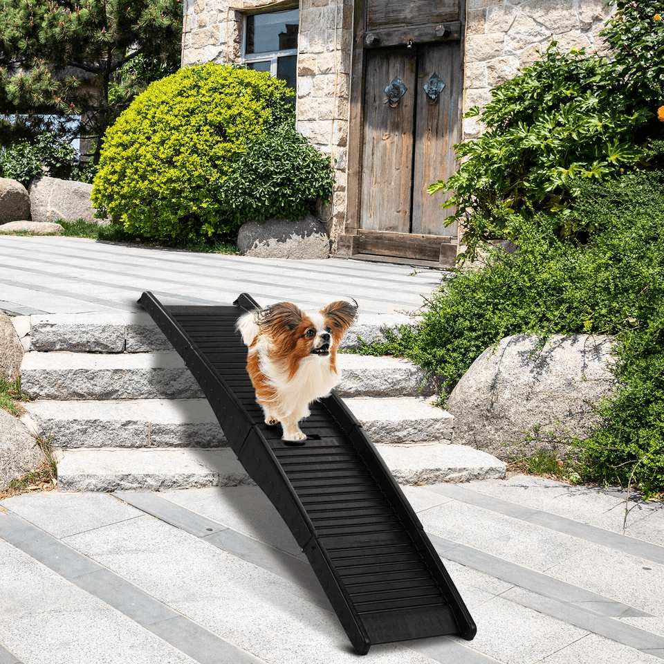 Folding Dog Ramp Lightweight Portable Pet Ramps For Travel Bed Couch And Stairs  TriFold Design For 5