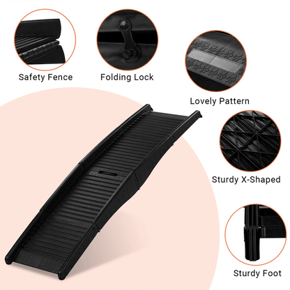 Folding Dog Ramp Lightweight Portable Pet Ramps For Travel Bed Couch And Stairs  TriFold Design For 6
