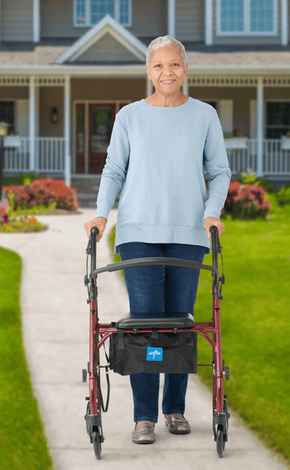 Extra Wide Bariatric Rolling Walker Heavy Duty Rollator With Padded Seat Backrest  Loop Brakes For  3