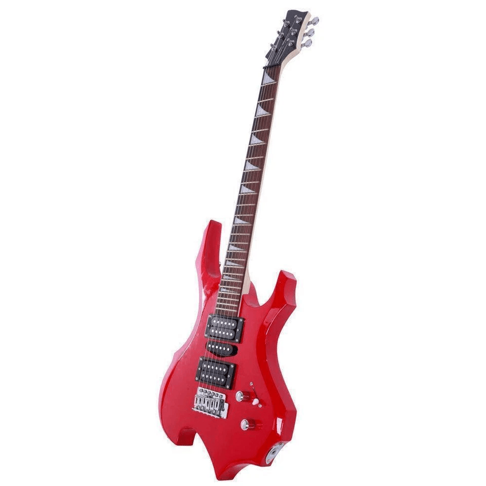 Flame Style Beginner Electric Guitar Bundle Vibrant Colors With Bag Strap Cable  Picks 4