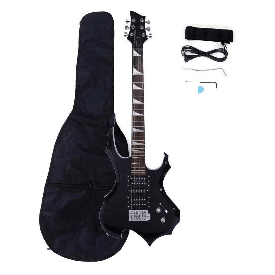 Flame Style Beginner Electric Guitar Bundle Vibrant Colors With Bag Strap Cable  Picks 3