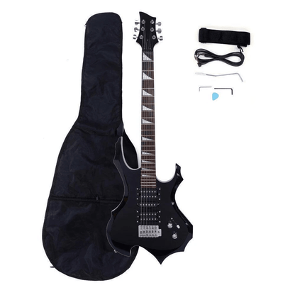 Flame Style Beginner Electric Guitar Bundle Vibrant Colors With Bag Strap Cable  Picks 3