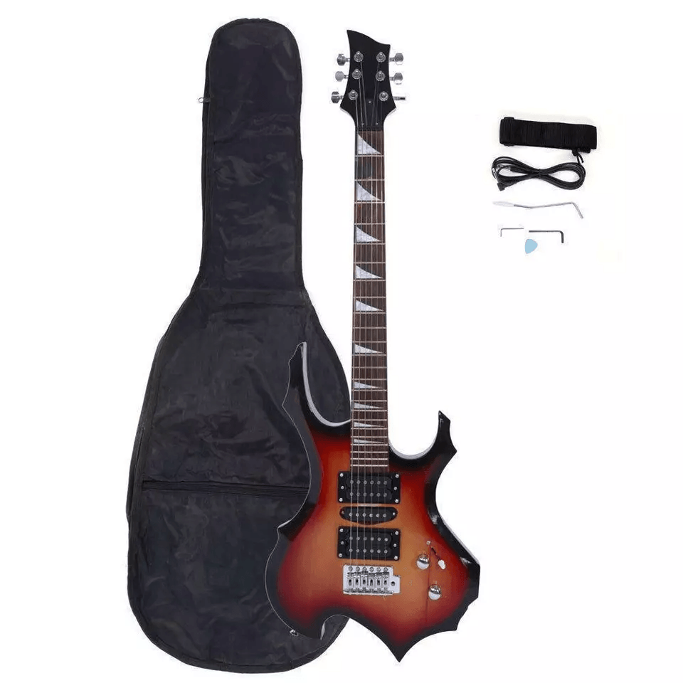 Flame Style Beginner Electric Guitar Bundle, Vibrant Colors with Bag, Strap, Cable & Picks