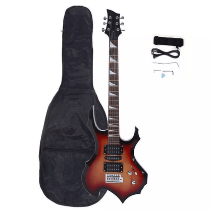 Flame Style Beginner Electric Guitar Bundle, Vibrant Colors with Bag, Strap, Cable & Picks