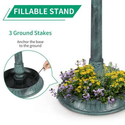 Decorative Plastic Bird Bath With Solar Light And Stable Base Ideal For Outdoor Garden Landscaping  3