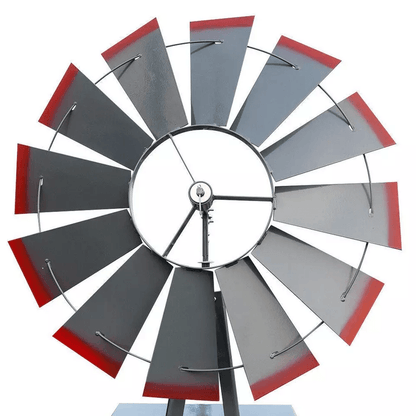 8FT Windmill For Yard Garden Durable Metal Ornamental Wind Mill Weather Resistant Outdoor Decoratio