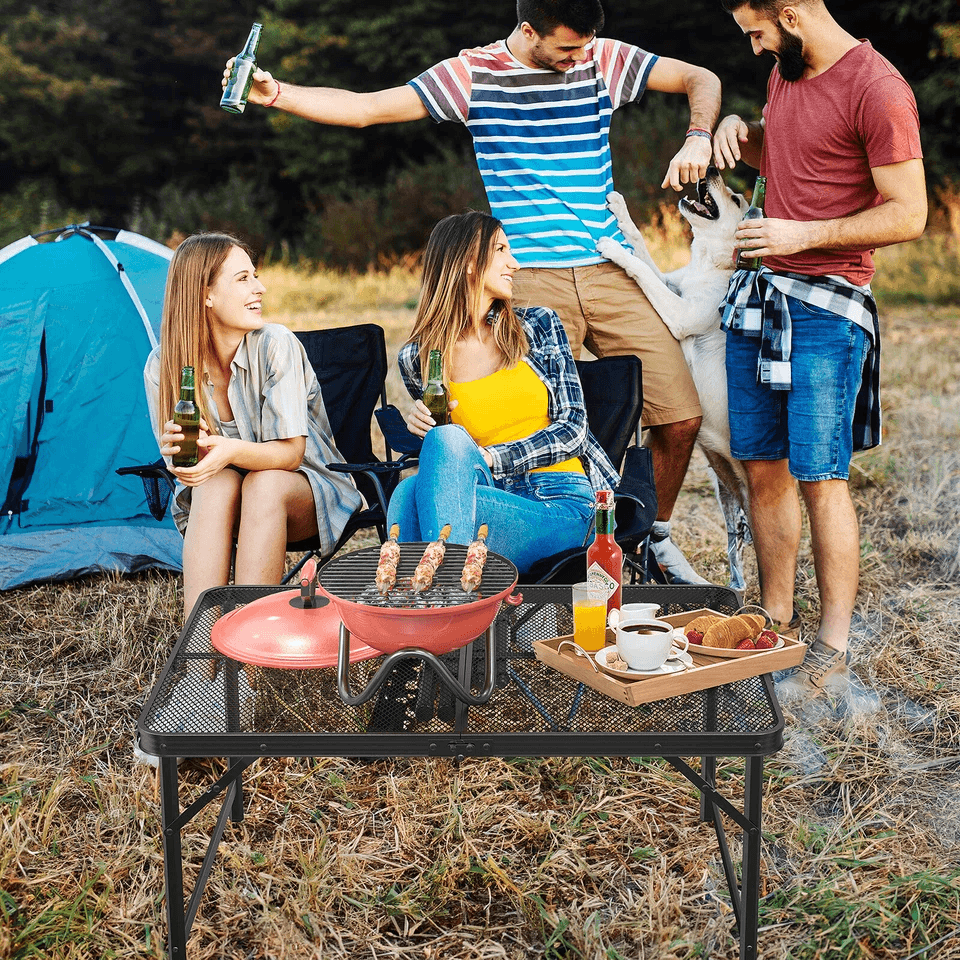 Camping Table Folding Grill Table With Mesh Desktop Portable Aluminum Picnic Table For BBQ Outdoor  4