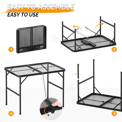 Camping Table Folding Grill Table With Mesh Desktop Portable Aluminum Picnic Table For BBQ Outdoor  6