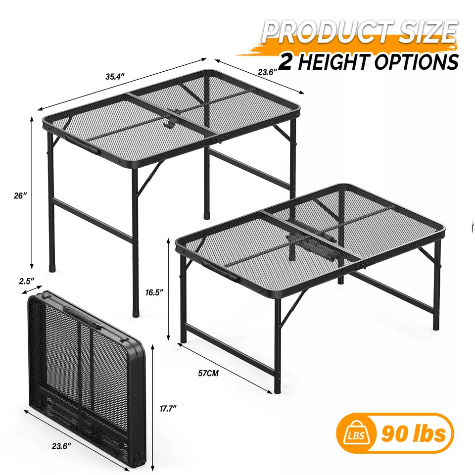 Camping Table Folding Grill Table With Mesh Desktop Portable Aluminum Picnic Table For BBQ Outdoor  7