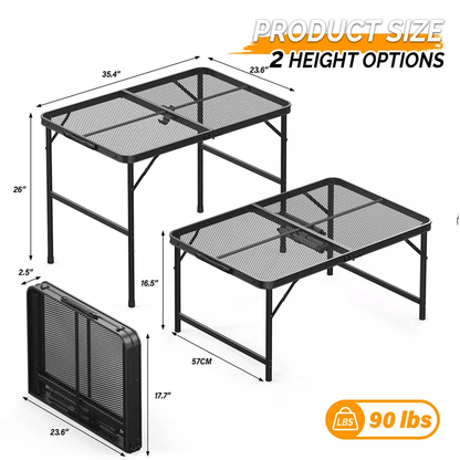 Camping Table Folding Grill Table With Mesh Desktop Portable Aluminum Picnic Table For BBQ Outdoor  7