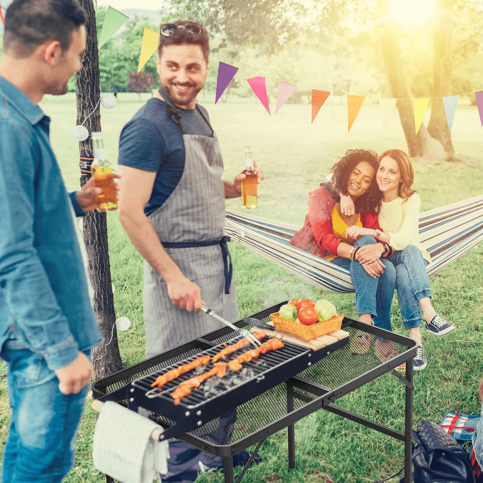 Camping Table Folding Grill Table With Mesh Desktop Portable Aluminum Picnic Table For BBQ Outdoor  2