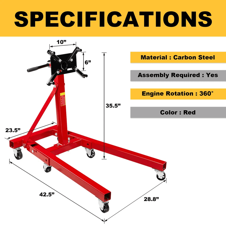 Heavy Duty Engine Motor Stand Hoist Folding Auto Shop Jack For Car Truck Garage  Engine Rebuilding 6